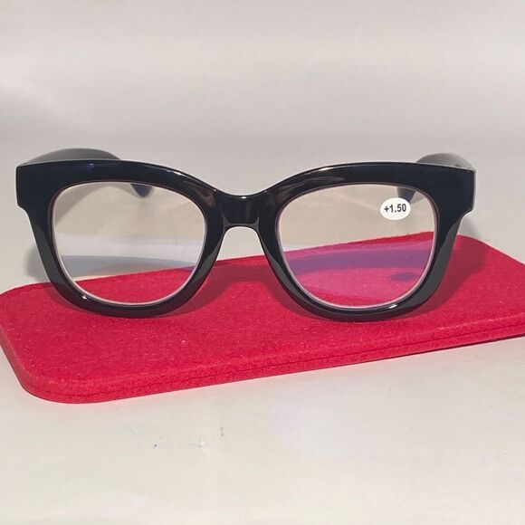 Mona Reading Glasses Black Frame Classic Square Readers +1.50 Magnification 1496 main image 4